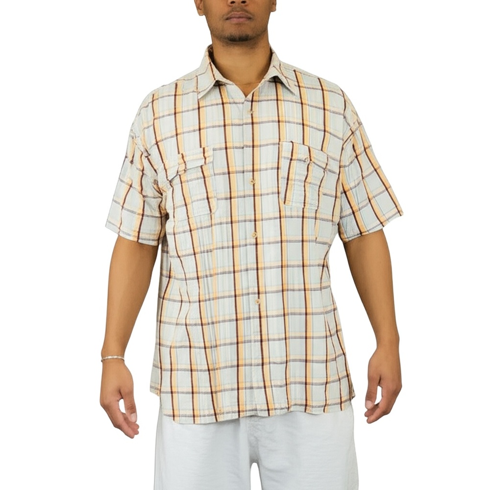 ROAD‎ Short Sleeve Button Up Shirt Mens XXL Multicolor Plaid Collared Streetwear